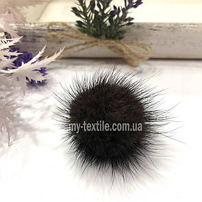 Хутряний бубон, помпон, балабон із норки Темно-коричневий 3,5-4 см
