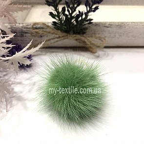 Хутряний бубон, помпон, бабон із норки Салатовий 3,5-4 см
