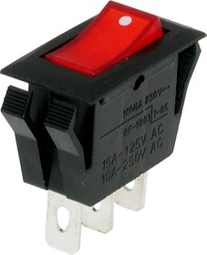 Перемикач вузький з підсвічуванням IRS-1-2A ON-OFF TCOM, 3pin, 10A, 220V, червоний, фото 1