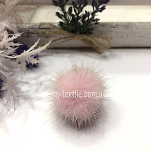 Хутряний бубон, помпон, бабон із норки Рожевий 3,5-4 см