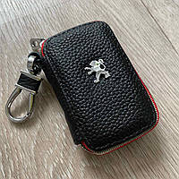 Автомобильный кожаный чехол брелок для ключей от машины, брелок сигнализации натуральная кожа Peugeot