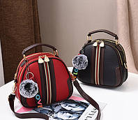 Женская маленькая сумочка с меховым брелком, мини-сумка с меховой подвеской, сумка эко кожа