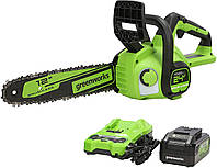 Цепная аккумуляторная пила Greenworks 24 V GD24CS30 (бесщёточная) с АКБ 4 Ач и ЗУ . Новая модель 2021 г.