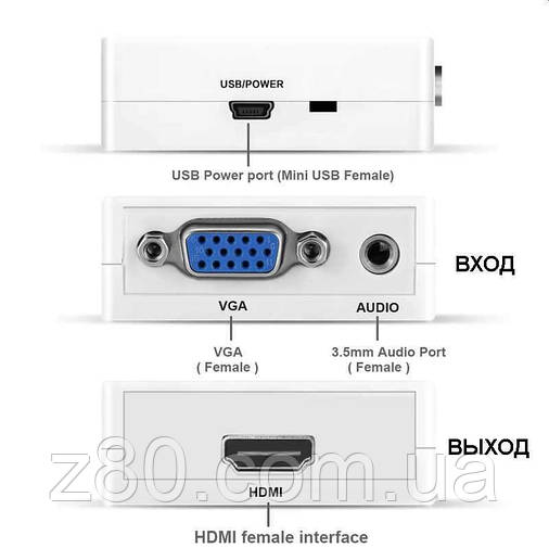 Адаптер конвертор VGA HDMI VGA2HDMI, фото 3