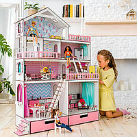 "ВЕЛИКИЙ ОСОБНЯК" ляльковий будиночок NestWood для ляльок LOL/OMG/Барбі, рожевий