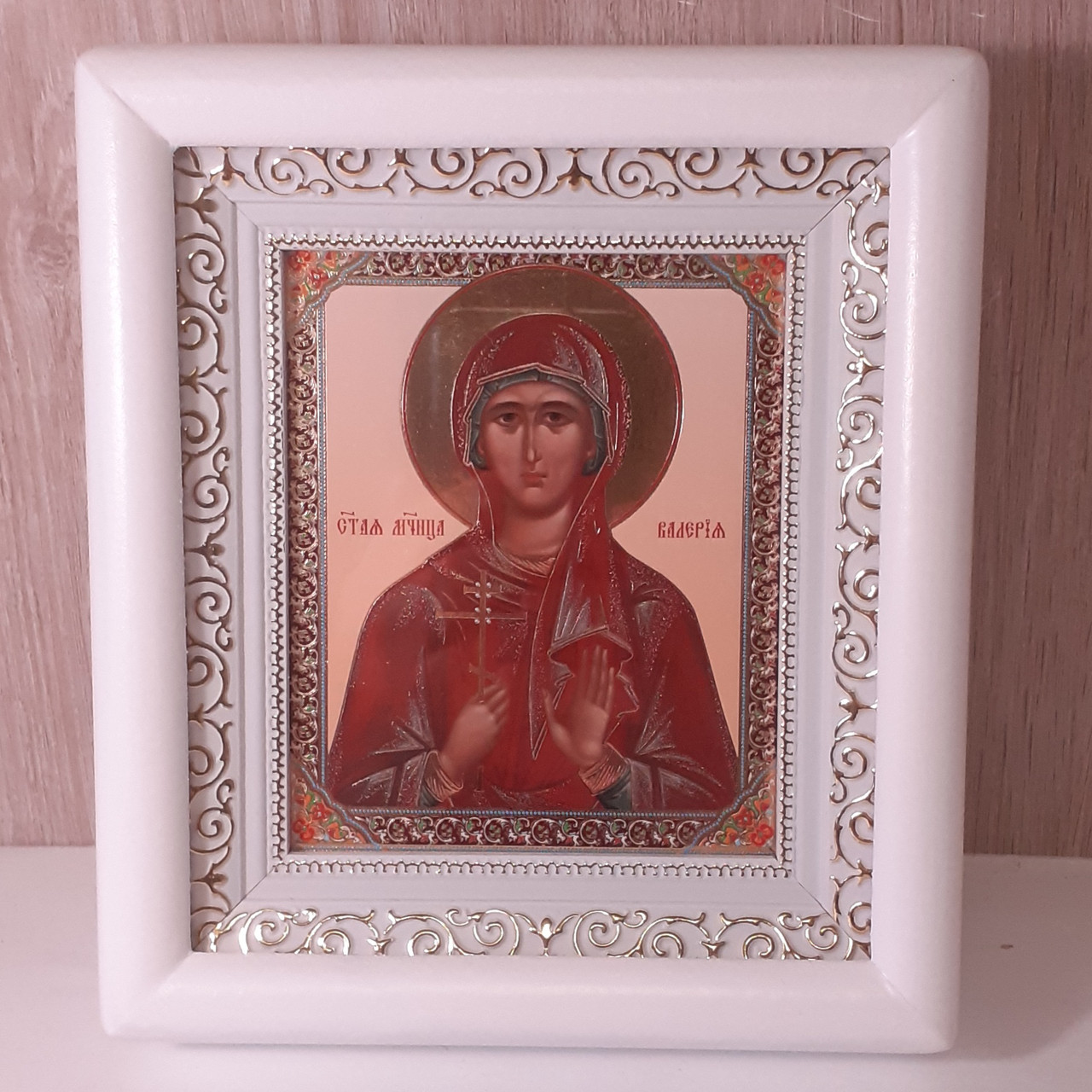 Ікона Валерія свята мучениця, лик 10х12 см, у білому дерев'яному кіоті, фото 1