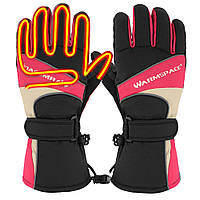 Зимові лижні рукавиці з підігрівом uWarm GA340B з акумулятором 3600mAh, до 6 годин, розмір M, рожеві