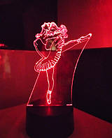 3d-светильник Балерина Танцовщица, 3д-ночник, несколько подсветок (батарейка+220В)
