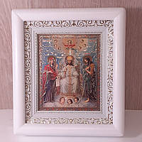 Икона Иисус Христос Царь Славы, лик 10х12 см, в белом деревянном киоте