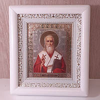 Икона Дионисию святому мученику , лик 10х12 см, в белом деревянном киоте