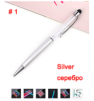 Ручка шариковая поворотная со стилусом, кристаллы "Сваровски"