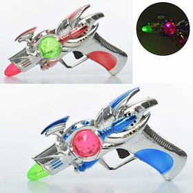 Пістолет 3186 розмір 16 см, звук, світло, 2 кольори, на батарейці, в кульку, 17-11-2см.