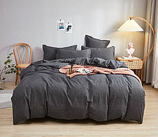 Комплект постільної білизни Love You Варена бавовна антрацит Євро 200х220 см (62018)