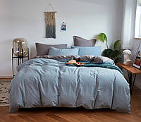 Комплект постельного белья Love You Вареный хлопок голубой/серый Евро 200х220 см (62023)