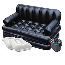 Надувний диван Bestway 75056-2, 188 х 152 х 64 см, з електричним насосом і подушками.