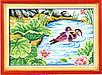 Набір для вишивання за нанесеною на канву схемою "Mandarin duck in the lotus pond". AIDA 14CT printed 37*27 см, фото 11