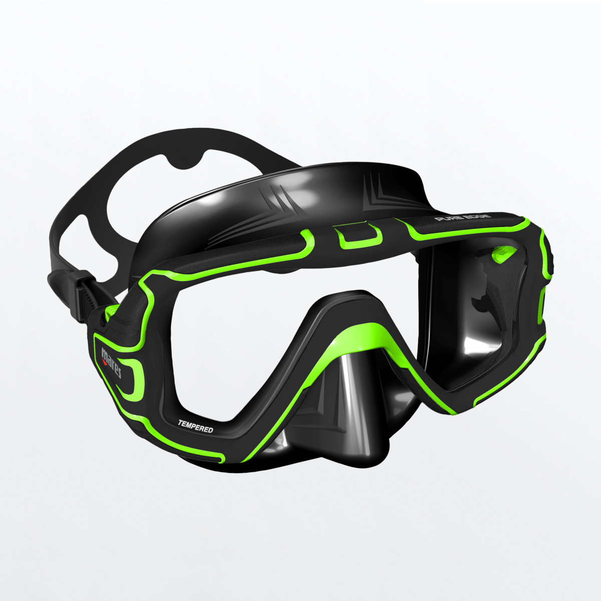 Маска для дайвінгу Mares PURE EDGE чорна з салатовим 411071.BKLBK
