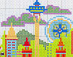 Набір для вишивання за нанесеною на канву схемою  "Cityscape-Seattle". AIDA 14CT printed 22*21 см, фото 6