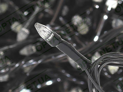 Гірлянда прозора конічна лампа 300LED (білий) LED300W-2 (чорний дріт)