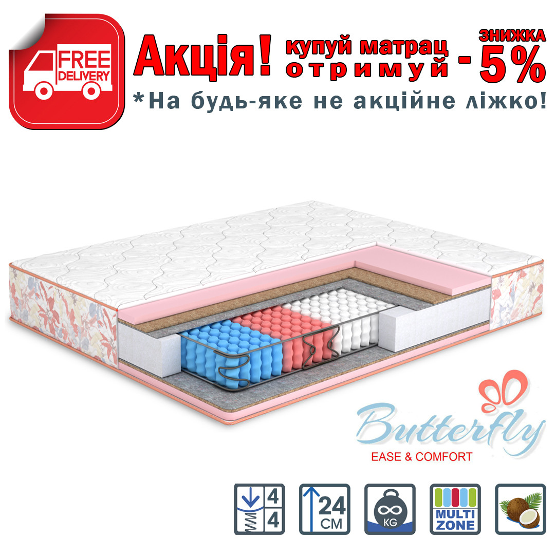 Матрац ортопедичний Rose / Троянда двосторонній серії Butterfly / Батерфляй ТМ Матролюкс (Matroluxe)