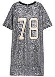 Сукня туніка в паєтки H&M (розмір 46/EUR40) сіра, фото 3