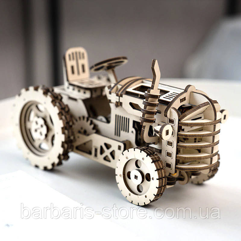 Дерев'яний 3D конструктор Robotime LK401 Трактор для підлітків розвиваючі іграшки для дівчаток хлопчиків