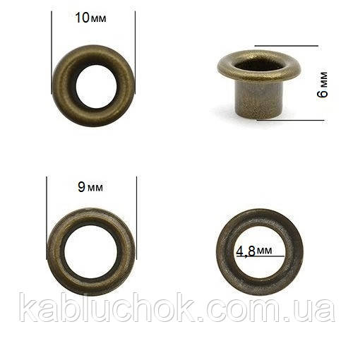 Люверс із шайбою 5 мм, антик (від 40 шт.), фото 1