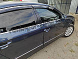 Вітровики з хромом молдингом (неіржавка сталь), дефлектори вікон Volkswagen Passat B7 2010-2014, фото 3