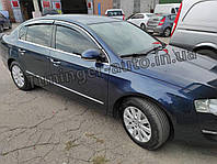 Ветровики с хромом молдингом (нержавейка), дефлекторы окон Volkswagen Passat B7 2010-2014