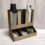 Дерев'яний органайзер з відсіками для паперових стаканчиків 33х20х34см 5мм, фото 2