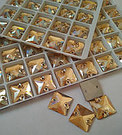 Стрази пришивні Квадрат 12 мм Gold Shadow (беж), скло