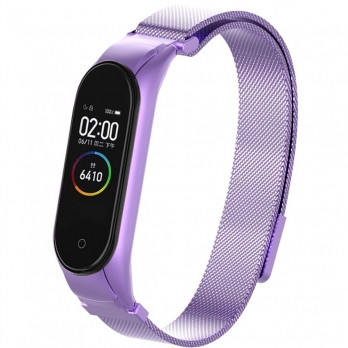 Ремінець Міланська петля (Milanese Loop) для Xiaomi Mi Band 3/4 (01) Light Puprle ліловий, фото 1