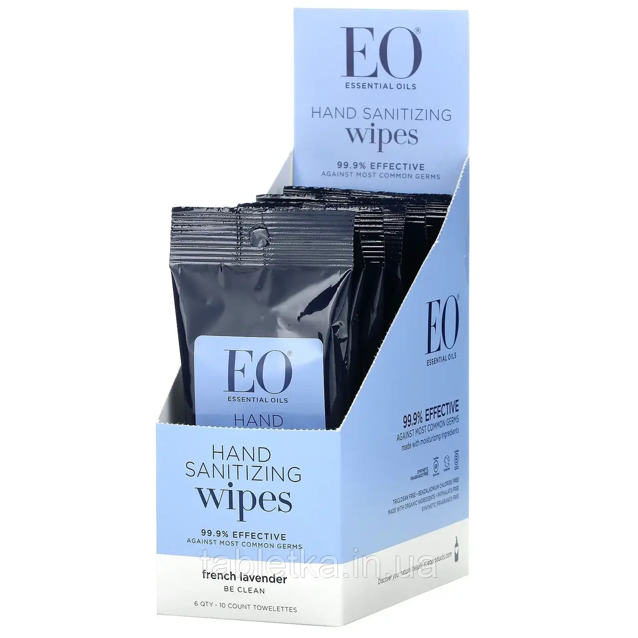 EO Products, Hand Sanitizing Wipes, French Lavender, 6 Pack, 10 Count Towelettes (Discontinued Item)
