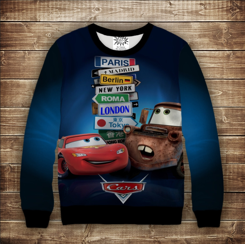 Світшот з 3D принтом на тему Тачки Cars ВСІ Розміри, фото 1