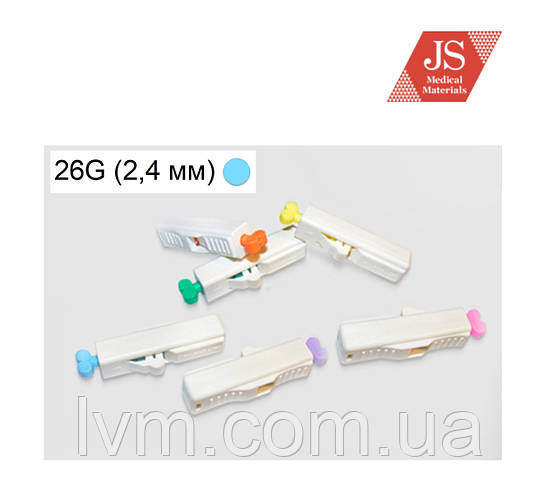 Купити Ланцет захищений автоматичний 26G 2,4 мм, блакитний JS, ціна 5 ...