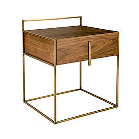 Тумба в спальню на металевих ніжках 50х45х57 см дуб, горіх мінімалізм, лофт AMBER