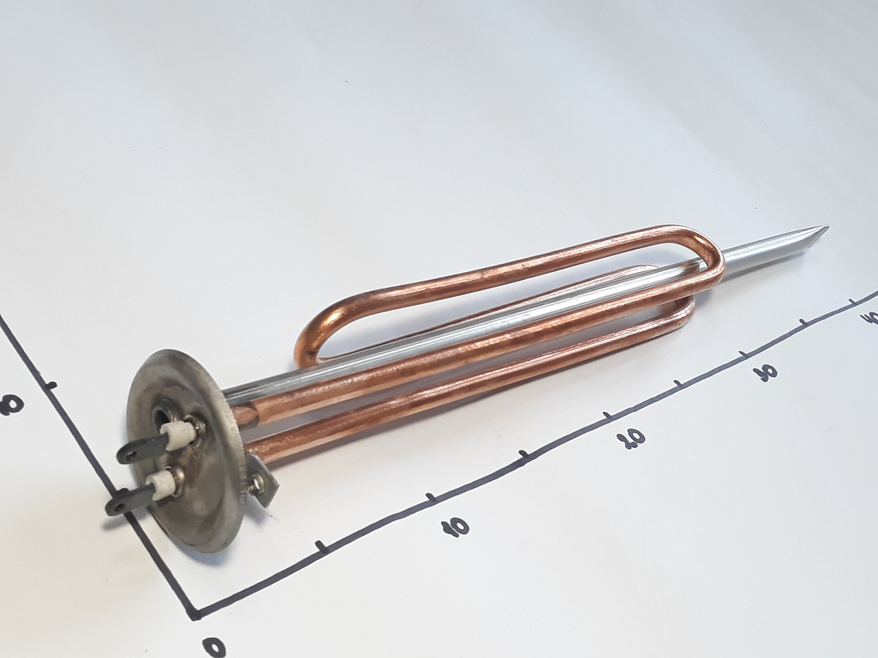 ТЭН для бойлера 2000w на фланце Ø62 с местом под анод м6 медный (Украина) Zipexpert, фото 1