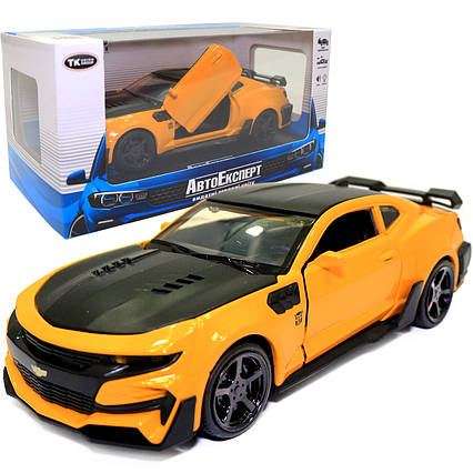 Машинка металева Chevrolet Camaro «AutoExpert» Шевроле Камаро, жовта, звук, світло 15*5*7 см (LF-34698)