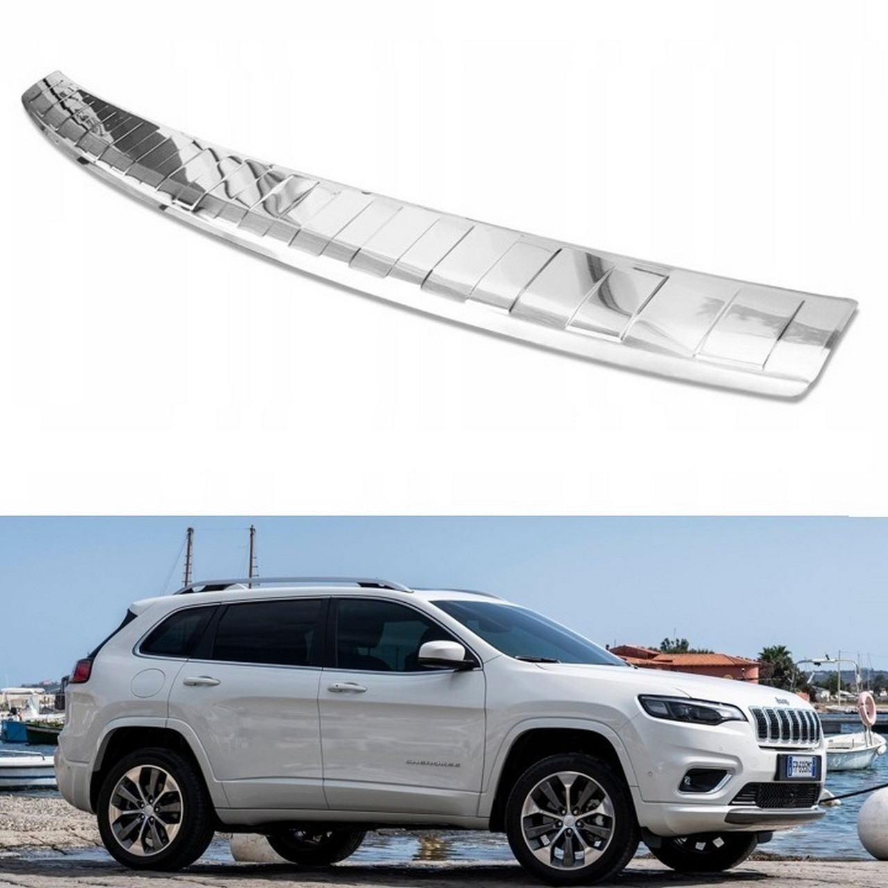 Захисна накладка на задній бампер для Jeep Cherokee V 2018+ /нерж.сталь/