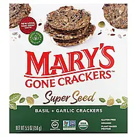 Mary's Gone Crackers, Super Seed, зерновые крекеры, базилик и чеснок, 156 г (5,5 унции) Днепр
