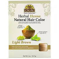 Okay Pure Naturals, Натуральная краска для волос из травяной хны, светло-коричневый, 56,7 г (2 унции) Днепр