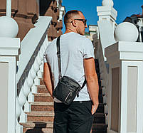 Класична чоловіча шкіряна сумка через плече Tiding Bag M38-1031A чорна, фото 9