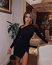 Коротке чорне плаття з асиметричним вирізом приталене (р. S-M) 73033021, фото 2