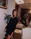 Коротке чорне плаття з асиметричним вирізом приталене (р. S-M) 73033021, фото 5