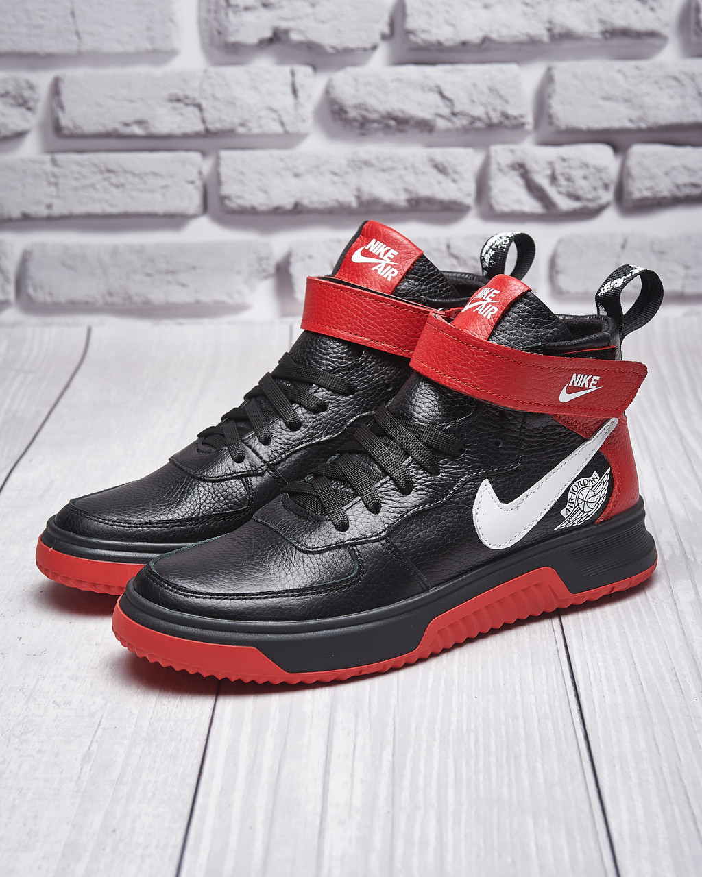 Качественные мужские кожаные зимние ботинки Nike (model-115k)