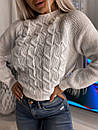 Теплий мохеровий светр з візерунковою в'язкої спереду (р. 42-46) 91041290, фото 2