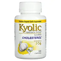 Kyolic, Aged Garlic Extract, экстракт чеснока с лецитином, состав 104 для снижения уровня холестерина, в в