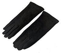 Перчатки женские стрейчевые черные с декором размер 6,5