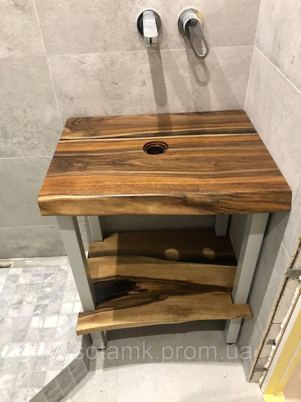 Подвійна стільниця  для стола в ванну з натурального дерева Горіх