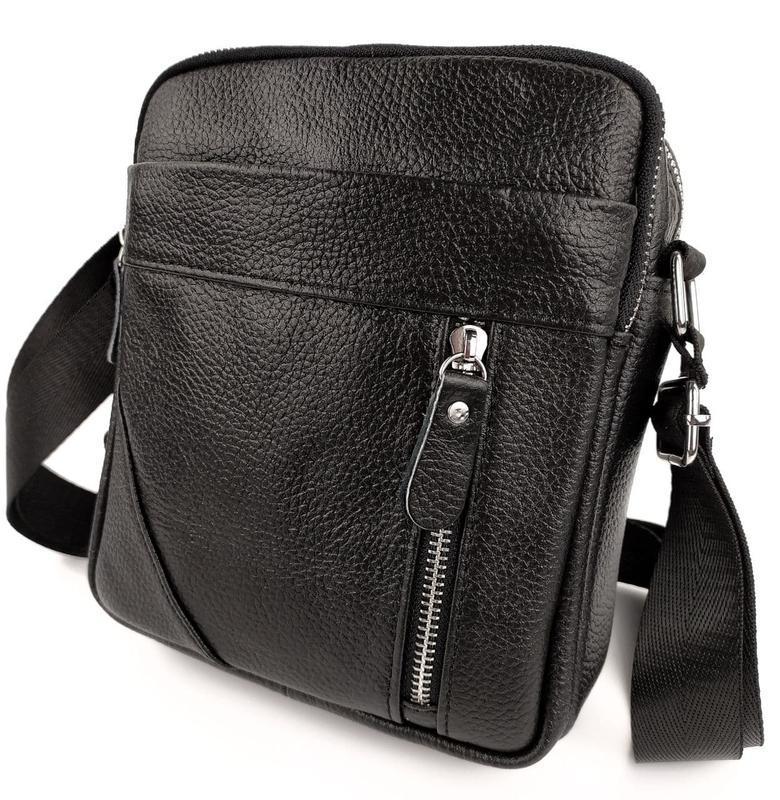 Класична чоловіча шкіряна сумка через плече Tiding Bag M38-1031A чорна